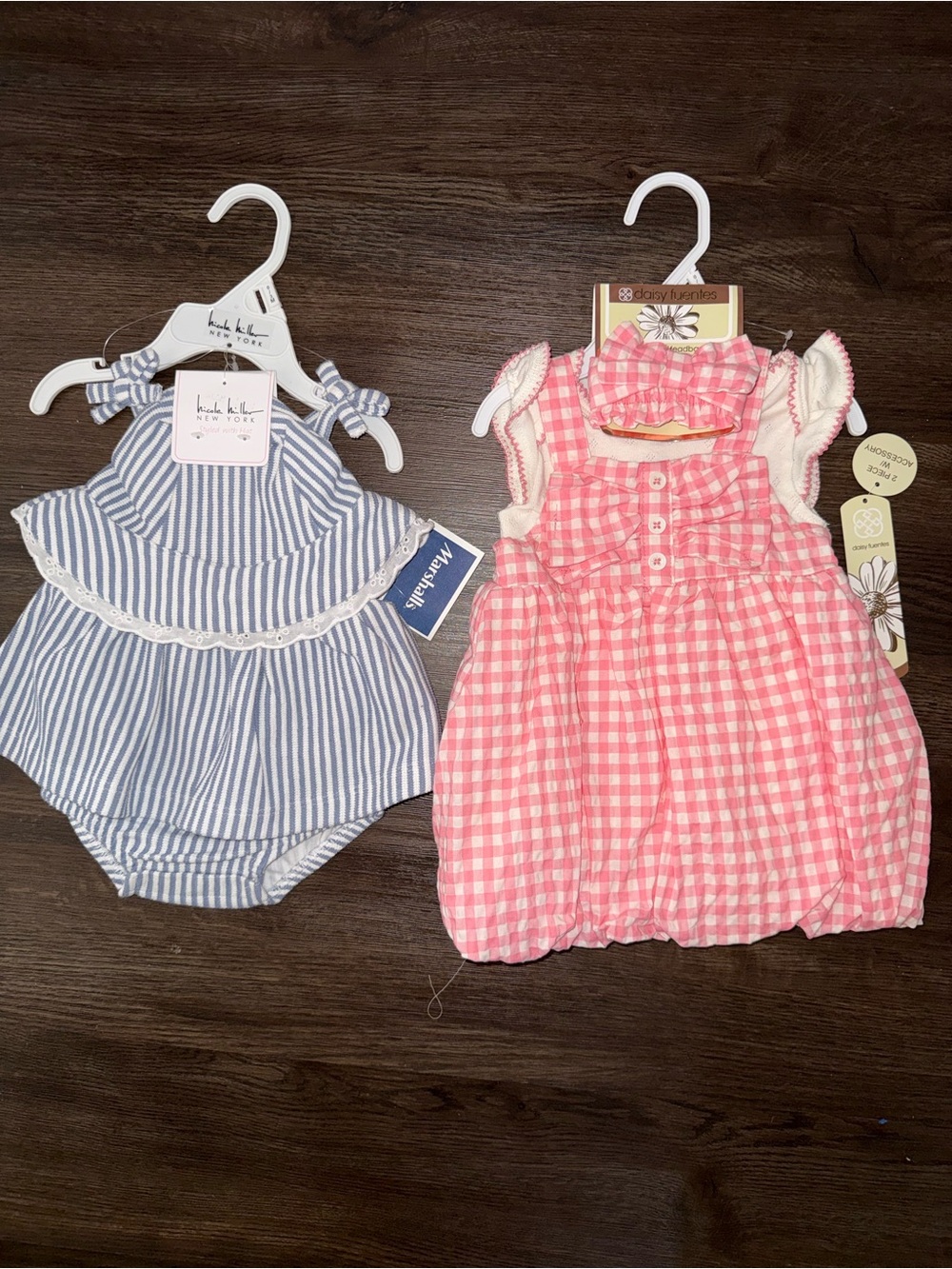 NWT Baby Girl Dress Outfits - Blue Stripe & Pink Gingham size 0-3 months
